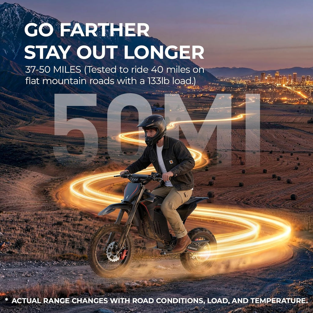 Electric Dirt Bike for Teens, 3200W Electric Motorcycle with Mid-Drive Motor, 37MPH Top Speed, 48V 21Ah
