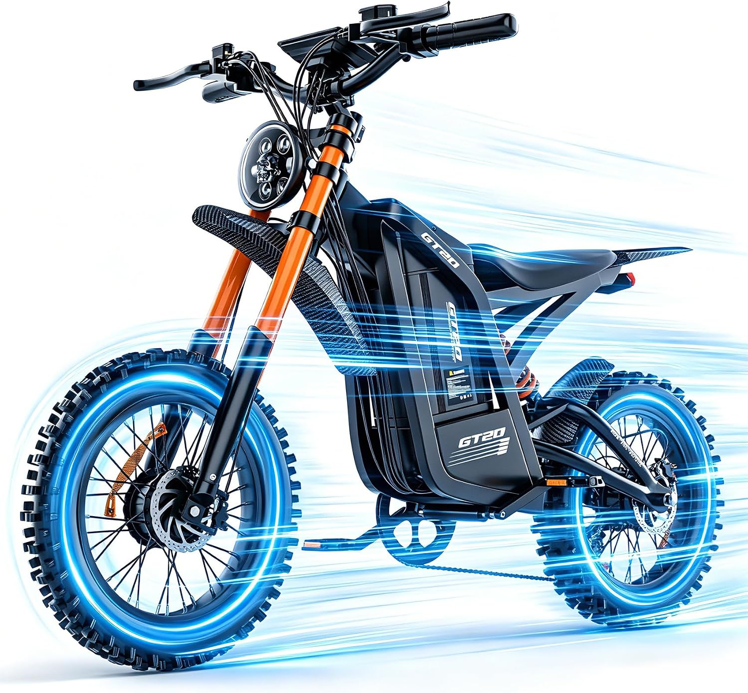 Electric Dirt Bike for Adults, 20" Fat Tire Electric Bike with 6000W Peak Motor, 45 MPH 130 Miles Range, Off-Road Electric Bicycle with 48V