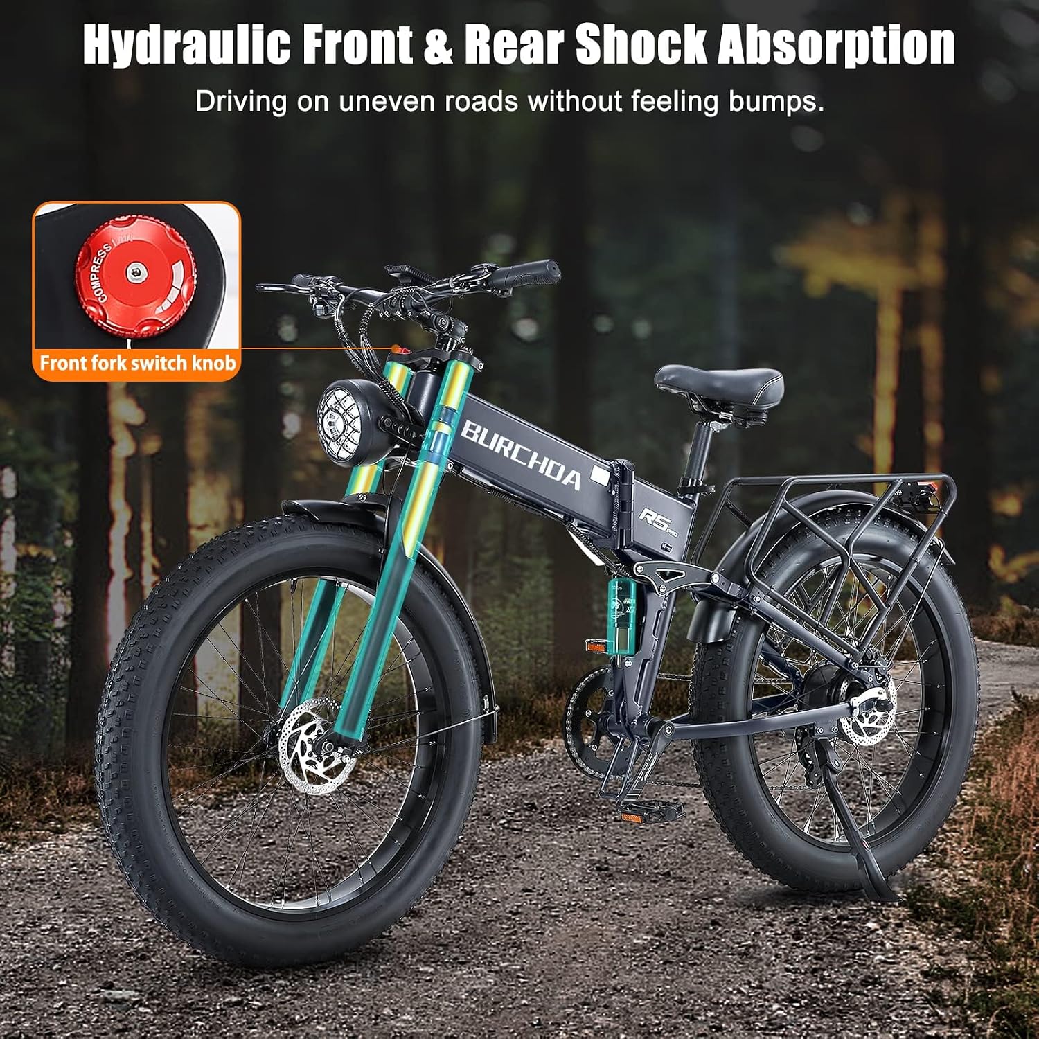 All-Wheel Drive Dual Motor Electric Mountain Bike – High-Power AWD E-Bike (Up to 5000W Peak, 40 MPH) with Full Suspension, 26" All-Terrain Fat Tires & Long-Range Battery Options