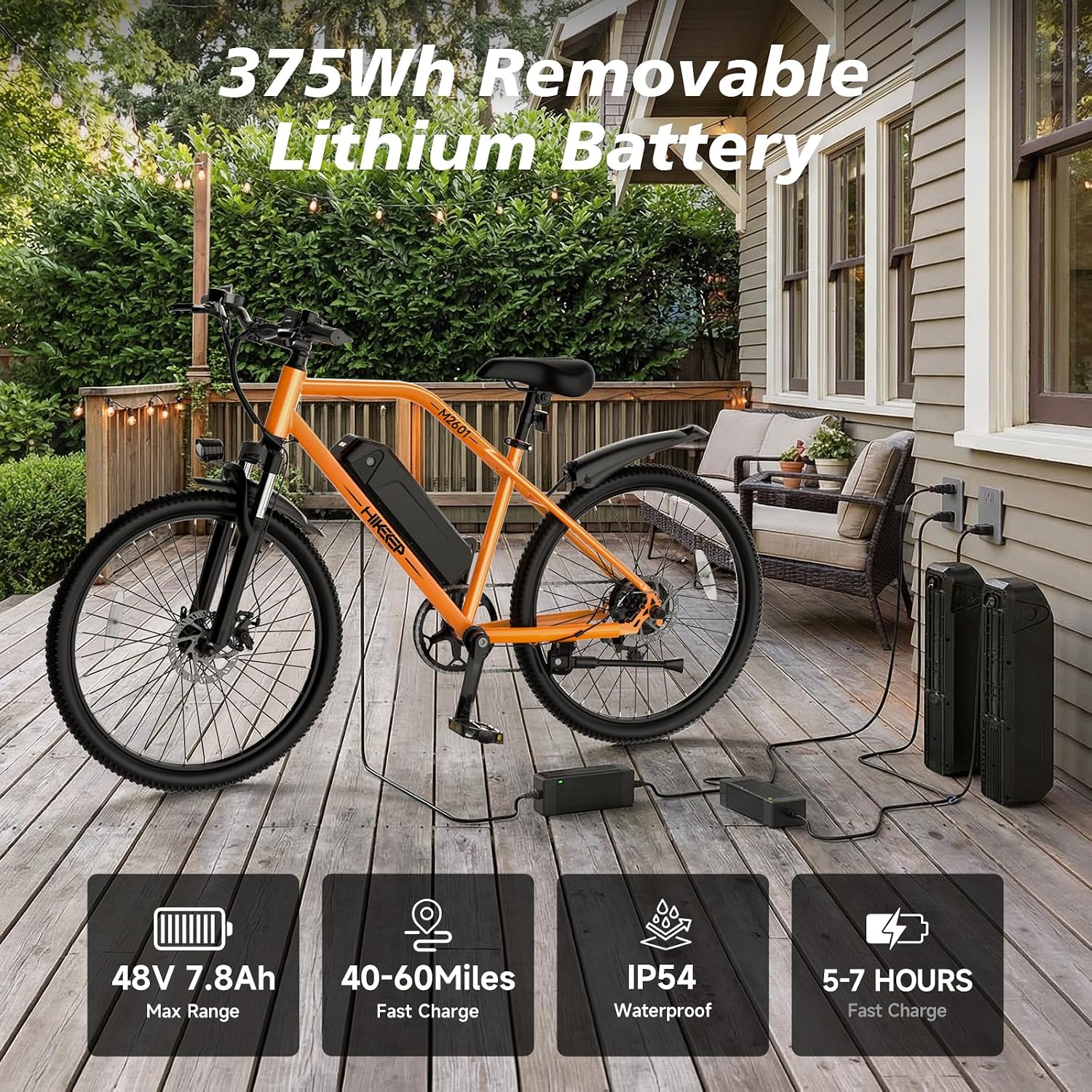 8V All-Terrain Electric Mountain Bike | 750W Peak Motor & Front Suspension