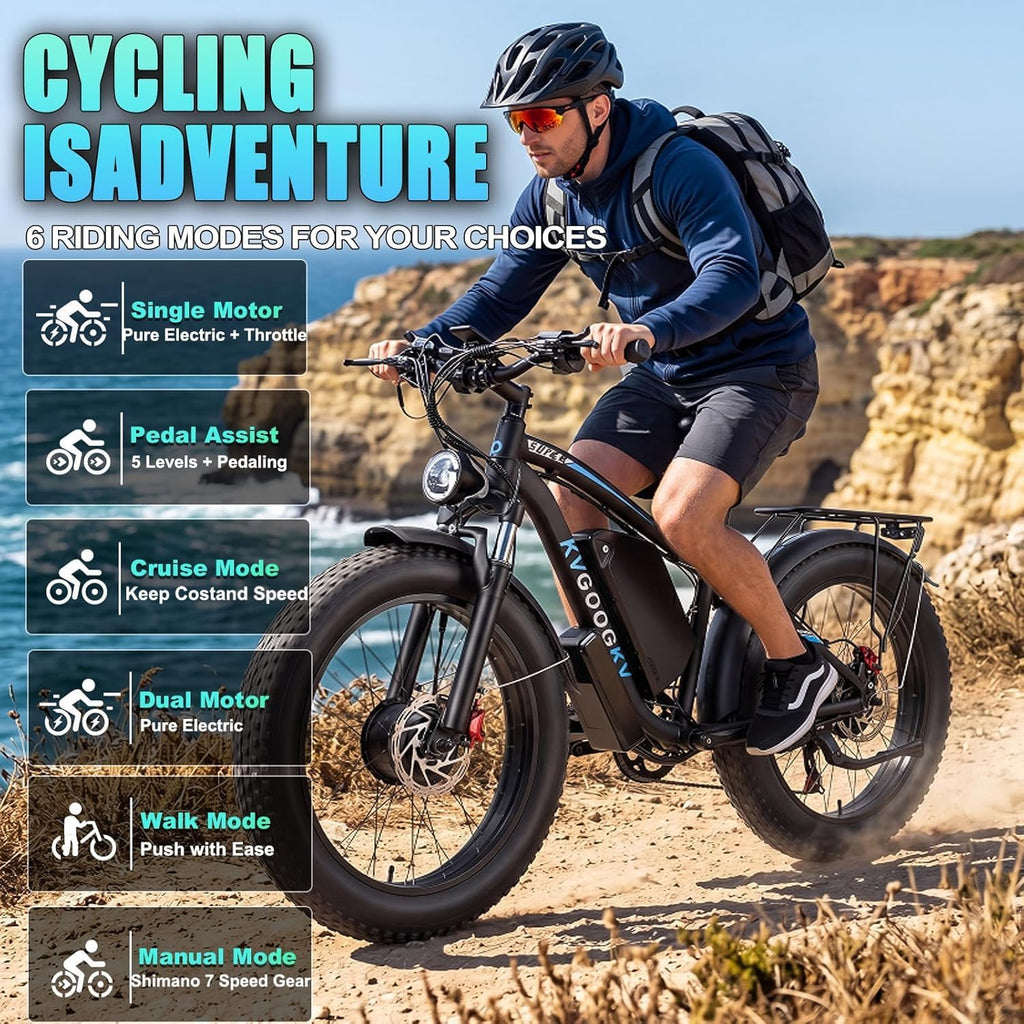 9000W Peak Dual-Motor High-Performance Adult E-Bike | 47 MPH All-Terrain Fat Tire Electric Bicycle