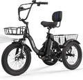 Folding Step-Thru 3-Wheel Electric Tricycle – Peak 1200W Motor, 18" Fat Tires, 624Wh Removable Battery, Adult E-Trike with Cargo Basket