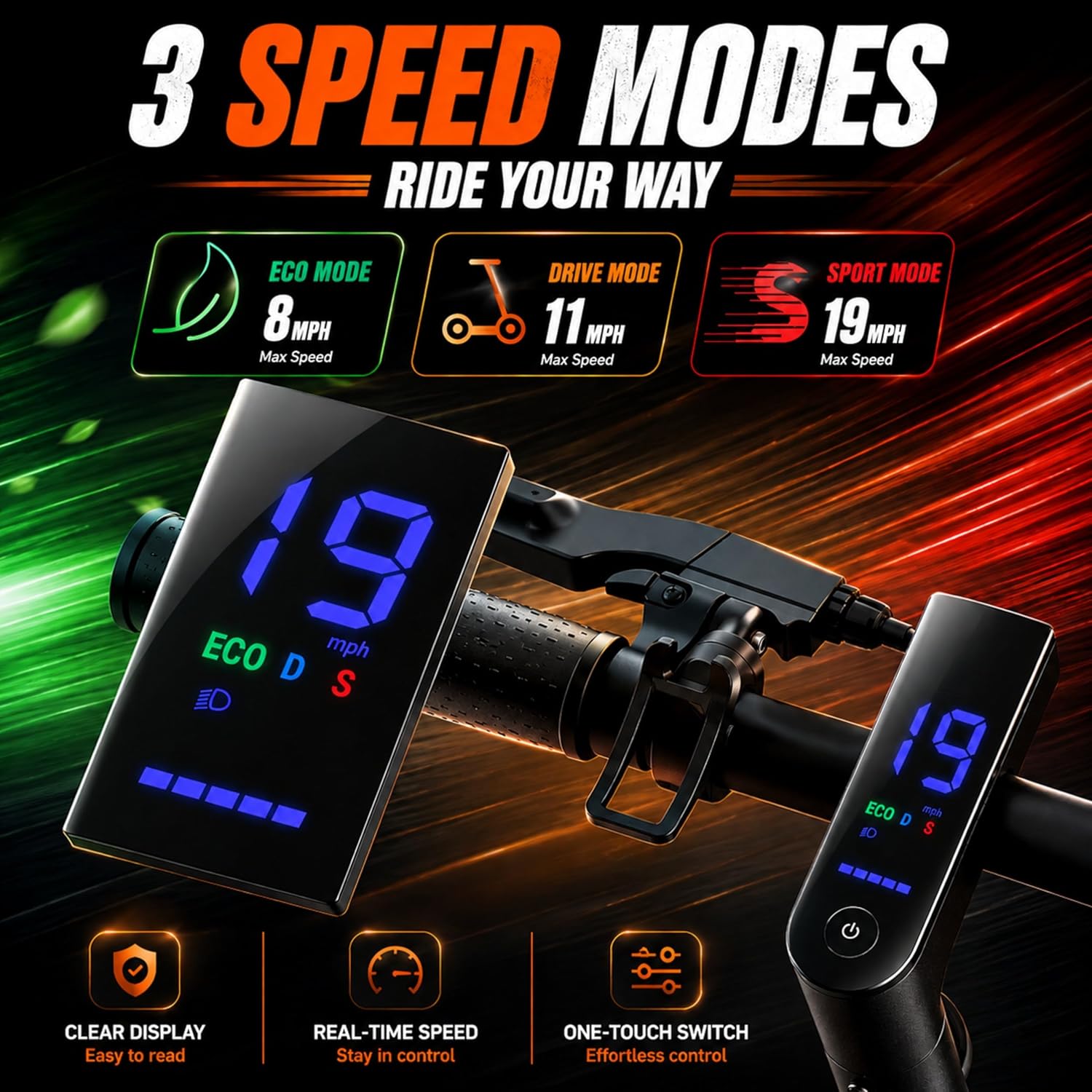 Electric Scooter, 350W-500W Motor, 9 MPH to 22MPH, 10-41 Miles Range
