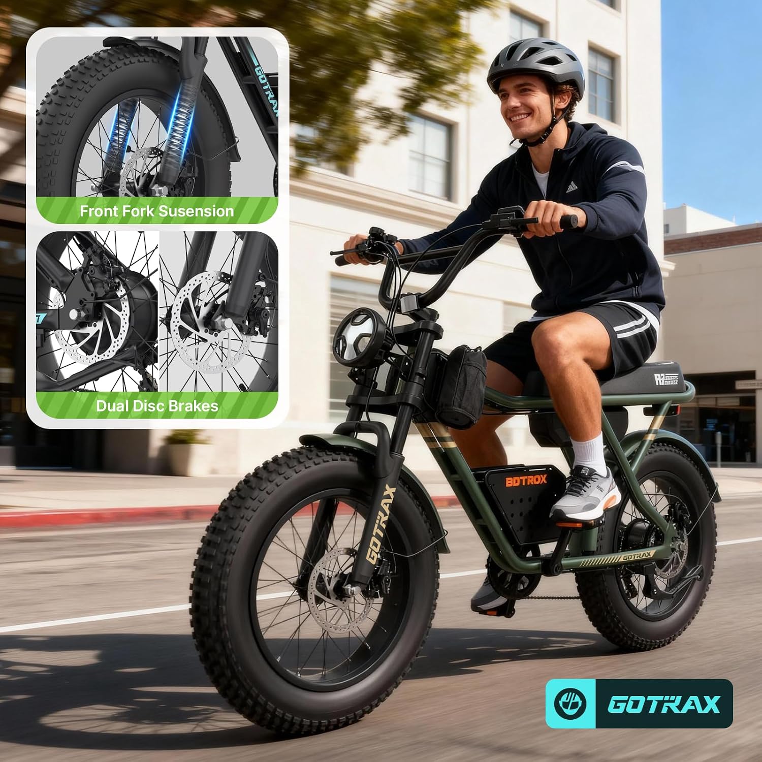 20" Fat Tire All-Terrain Electric Bike for Adults – 750W Motor, 25MPH, UL Certified E-Bike with Removable 48V Battery, Comfort Seat, Basket & Cargo Frame Bag