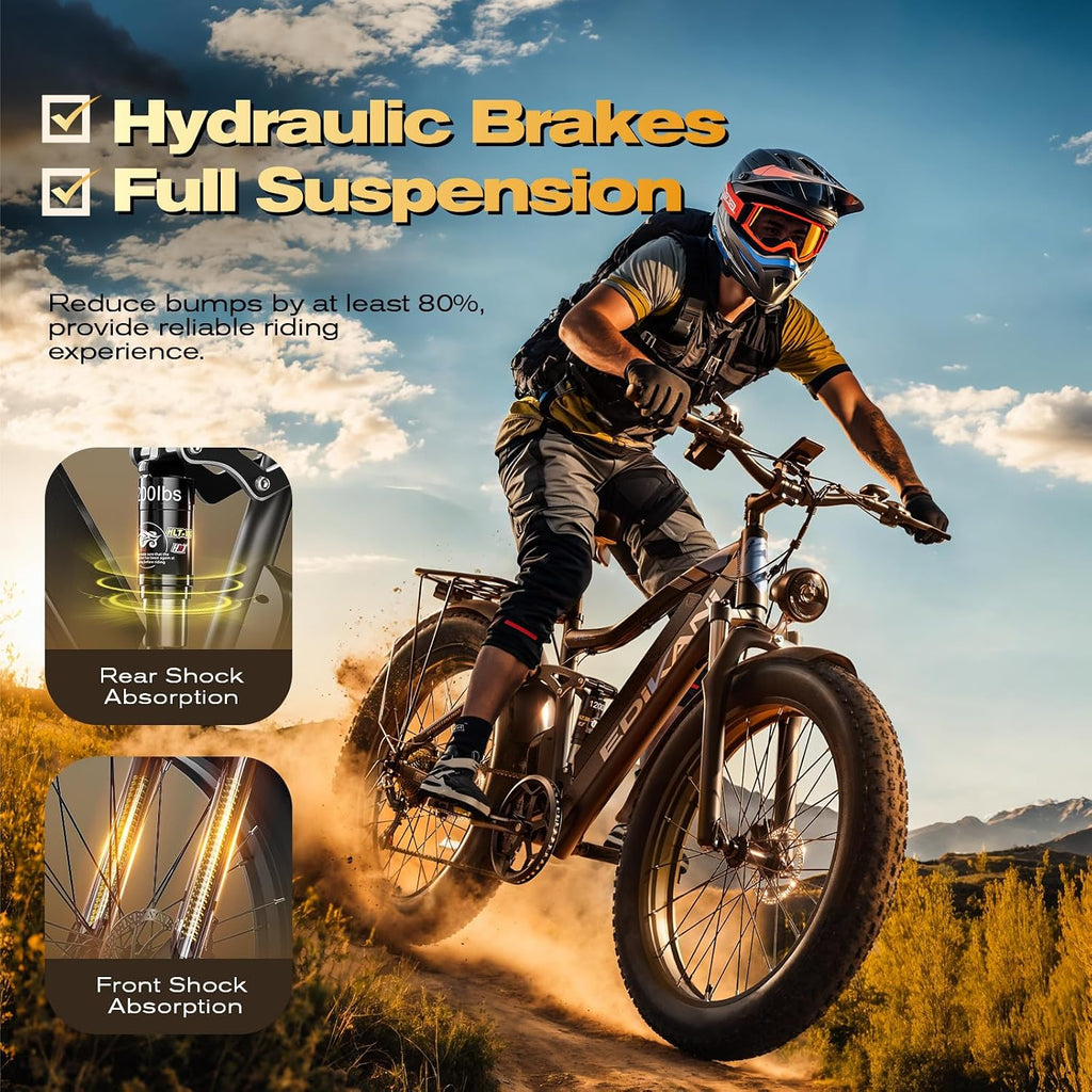 26" Full Suspension Fat Tire Electric Bike | 2000W Peak All-Terrain Adult E-Bike