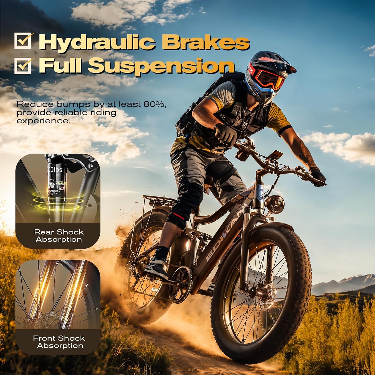 26" Full Suspension Fat Tire Electric Bike | 2000W Peak All-Terrain Adult E-Bike