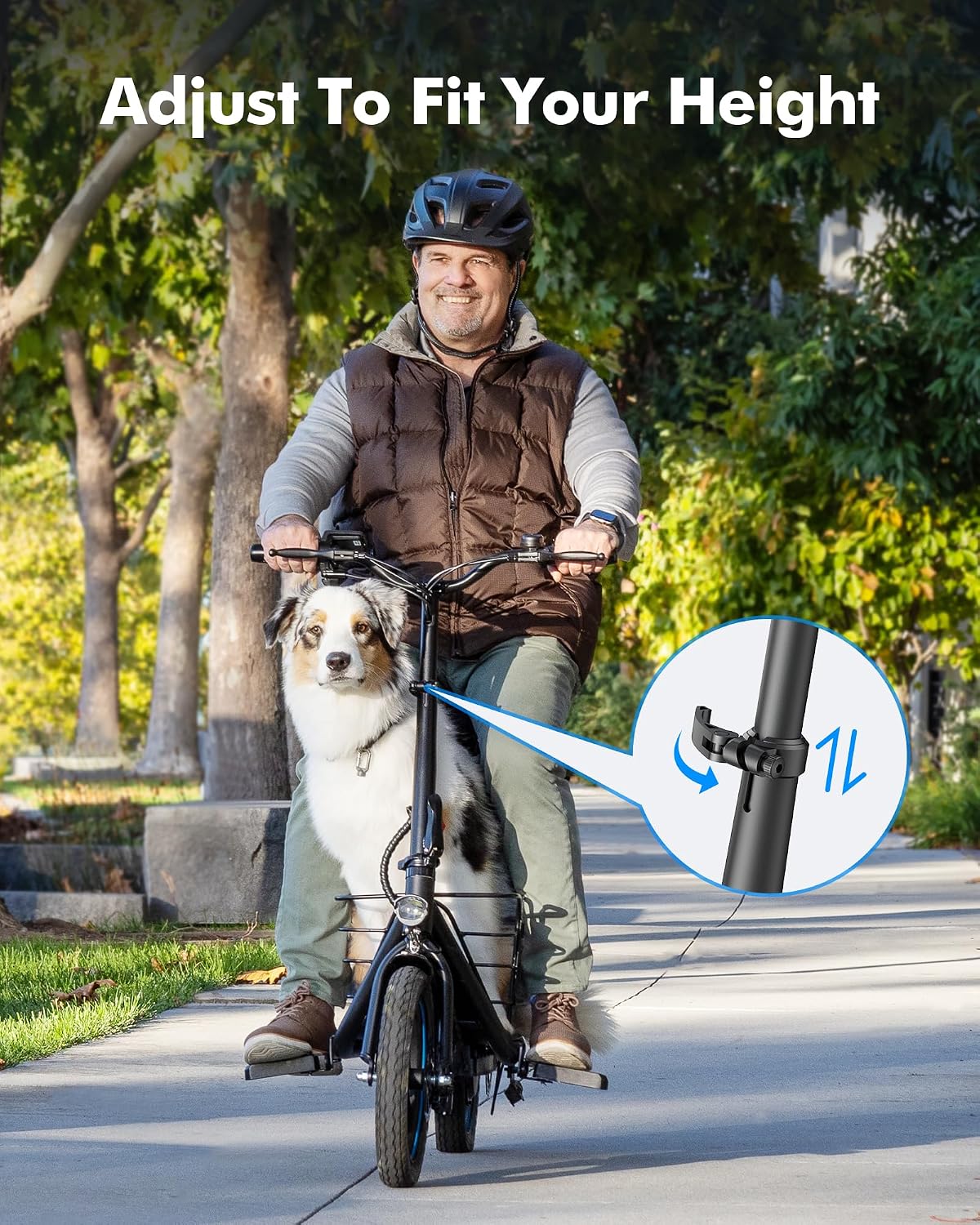 Electric Scooter for Adults with Seat & Pet Basket - 30 Miles Range 650W Motor 48V