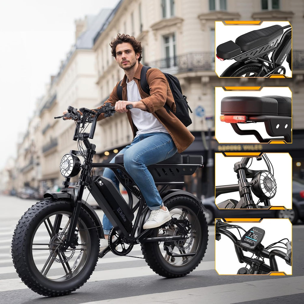 Electric Bike for Adults, 1500W Peak Motor 60 Miles Fat Tire Ebike with 48V 15Ah