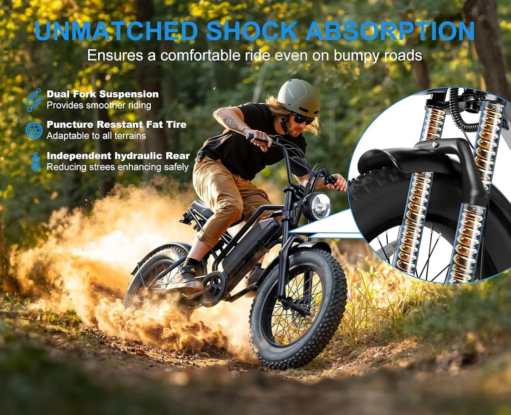 Peak 1500W All-Terrain Electric Bike | 48V 18Ah Dual Suspension Fat Tire E-Bike