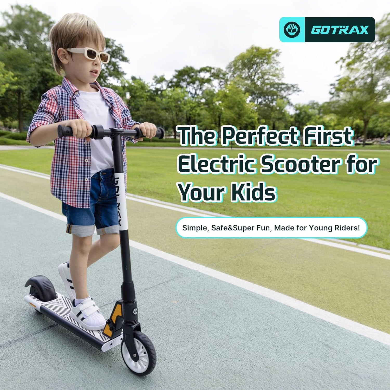 Electric Scooter for Kids 6-12, Max 3.75 Miles & 7.5 Mph by 150W Motor, 6'' Wheel, Thumb Control Easy to Ride & Assemble