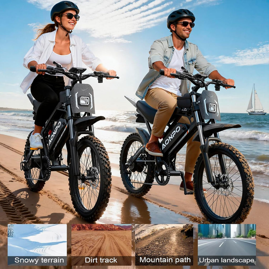 High-Power Off-Road Fat Tire Electric Dirt Bike | Hydraulic Brakes & Extended PAS Range