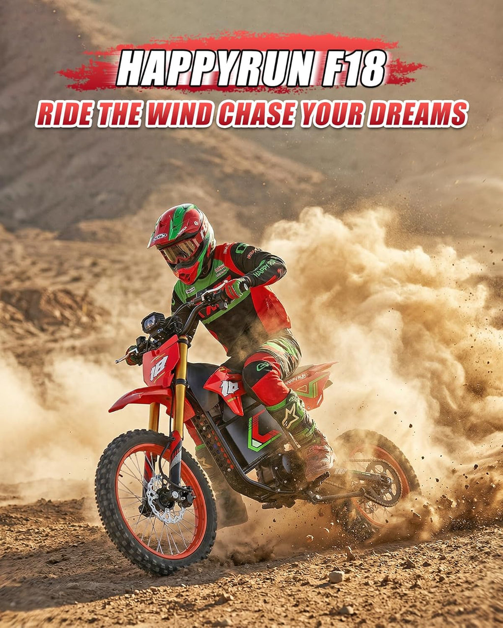 Off-Road Electric Dirt Bike for Adults – 6000W Peak Mid-Drive Motor, 46MPH Max Speed, 60V 30Ah Battery, High-Torque E-Motorcycle