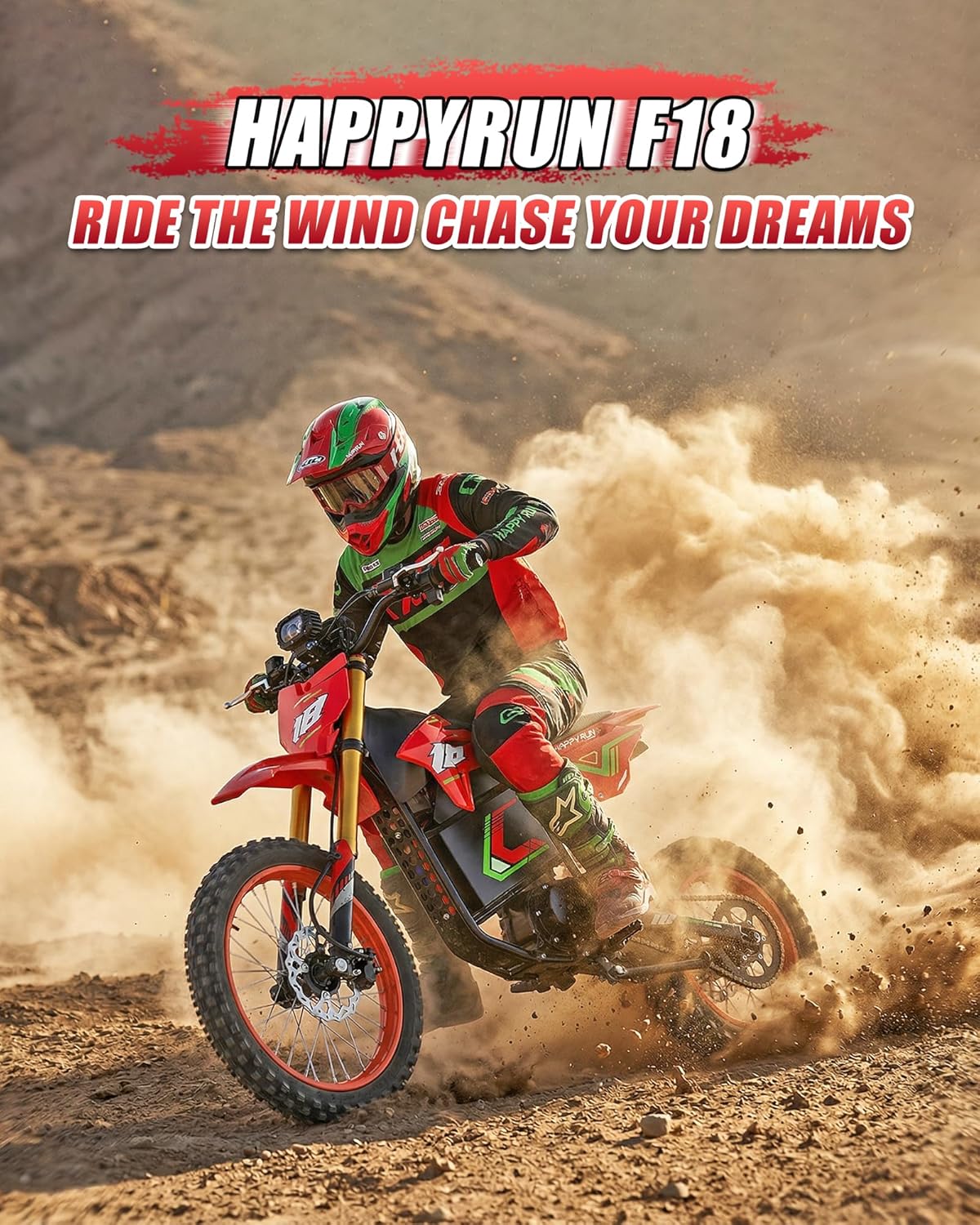 Off-Road Electric Dirt Bike for Adults – 6000W Peak Mid-Drive Motor, 46MPH Max Speed, 60V 30Ah Battery, High-Torque E-Motorcycle