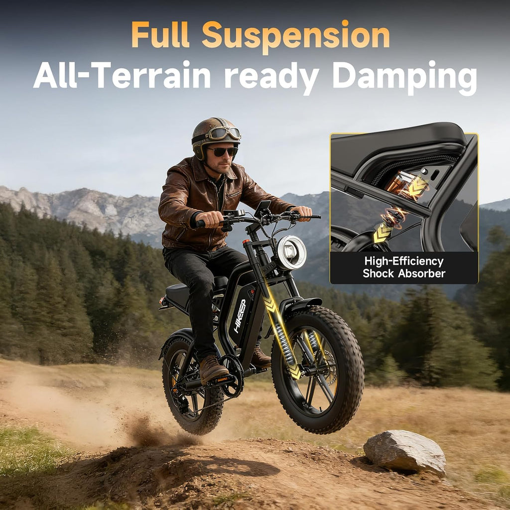 750W All-Terrain Fat Tire Electric Bike for Adults – 20" Moped Style E-Bike with 48V 15.6Ah Battery