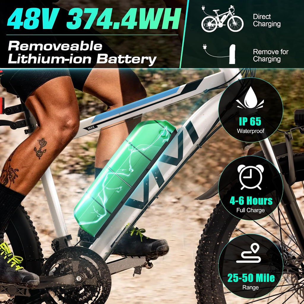 26" Electric Mountain Bike | 750W Peak Motor & 21-Speed Gear System