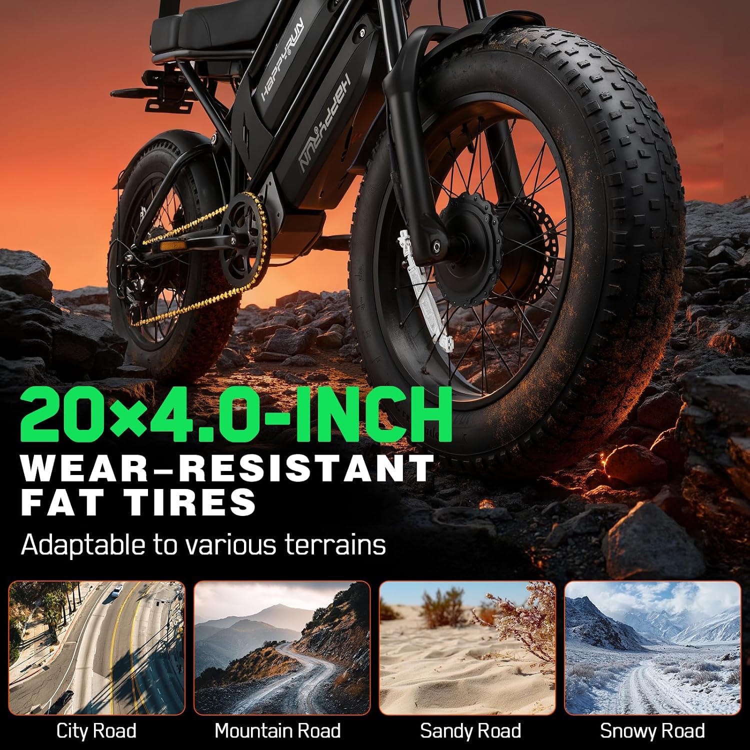 All-Terrain 20" Fat Tire Electric Bike – 5000W Peak Dual Motor, 36MPH Max Speed, 48V 38Ah Removable Battery, 85+ Miles Range