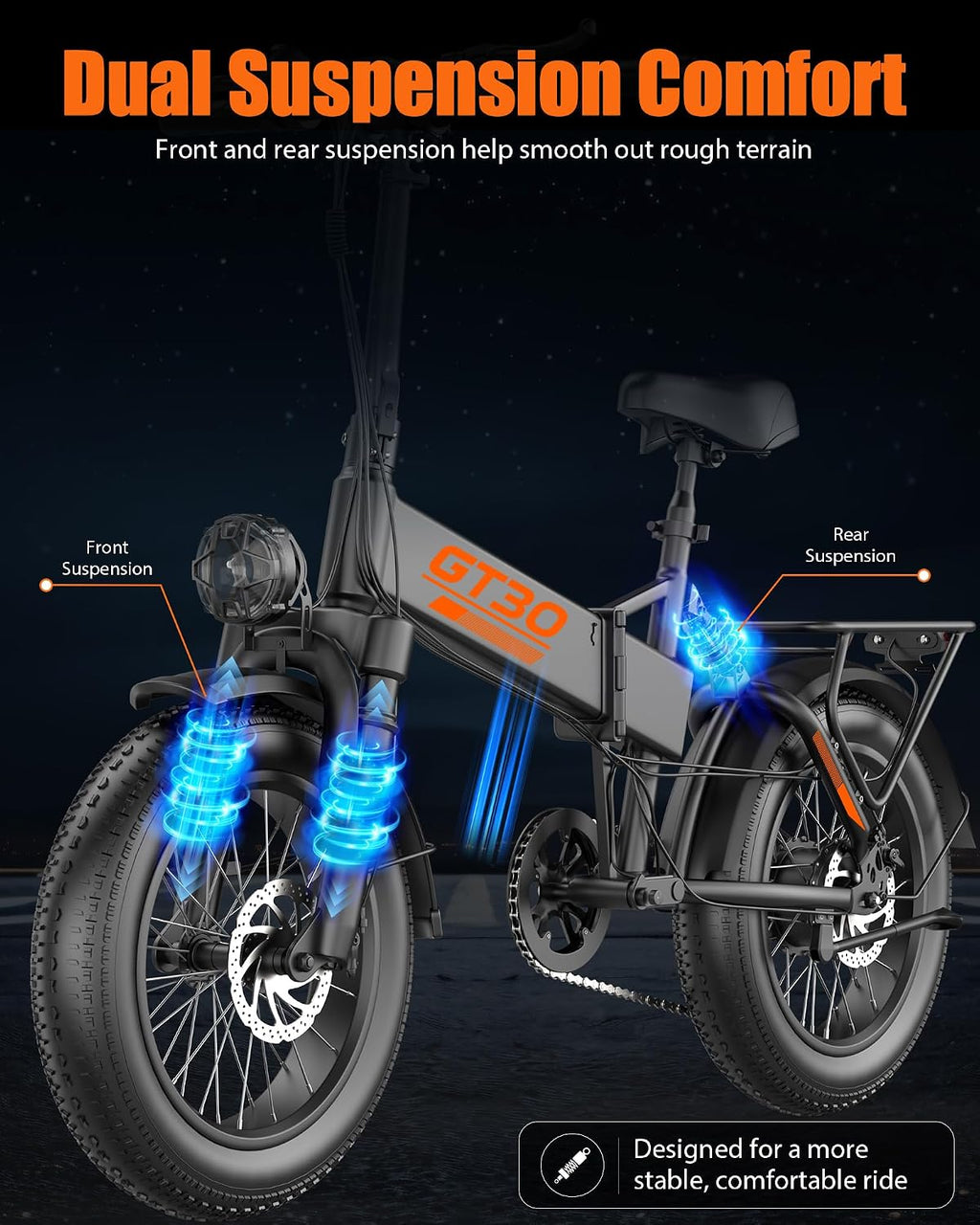 1200W Peak Foldable Electric Mini Bike – 14" Compact Commuter E-Bike with Dual Suspension