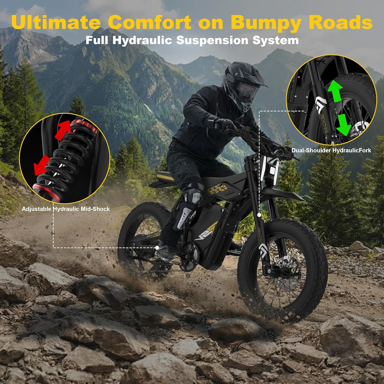 Electric Dirt Bike 2000W/3000W, 48V 23Ah