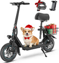 Electric Scooter for Adults & Teens with Seat, 450W Motor, Upgraded Stable