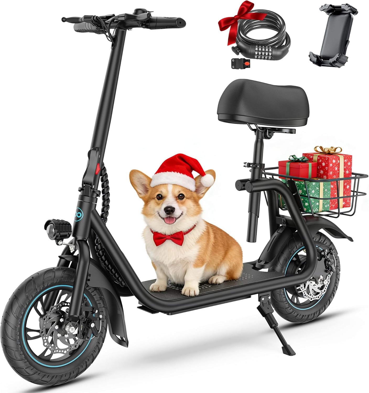 Electric Scooter for Adults & Teens with Seat, 450W Motor, Upgraded Stable