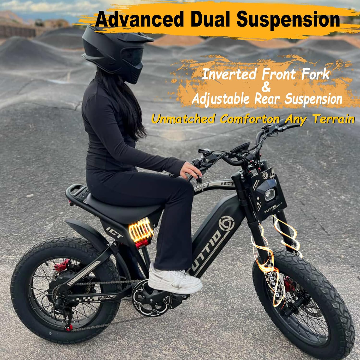 Electric Dirt Bike 60V 25AH - 4000W Peak 49MPH 20" Fat Tire Full Suspension Electric Motorcycle for Adults Teens 16+ Off Road Commuting Snow Sand Mountain