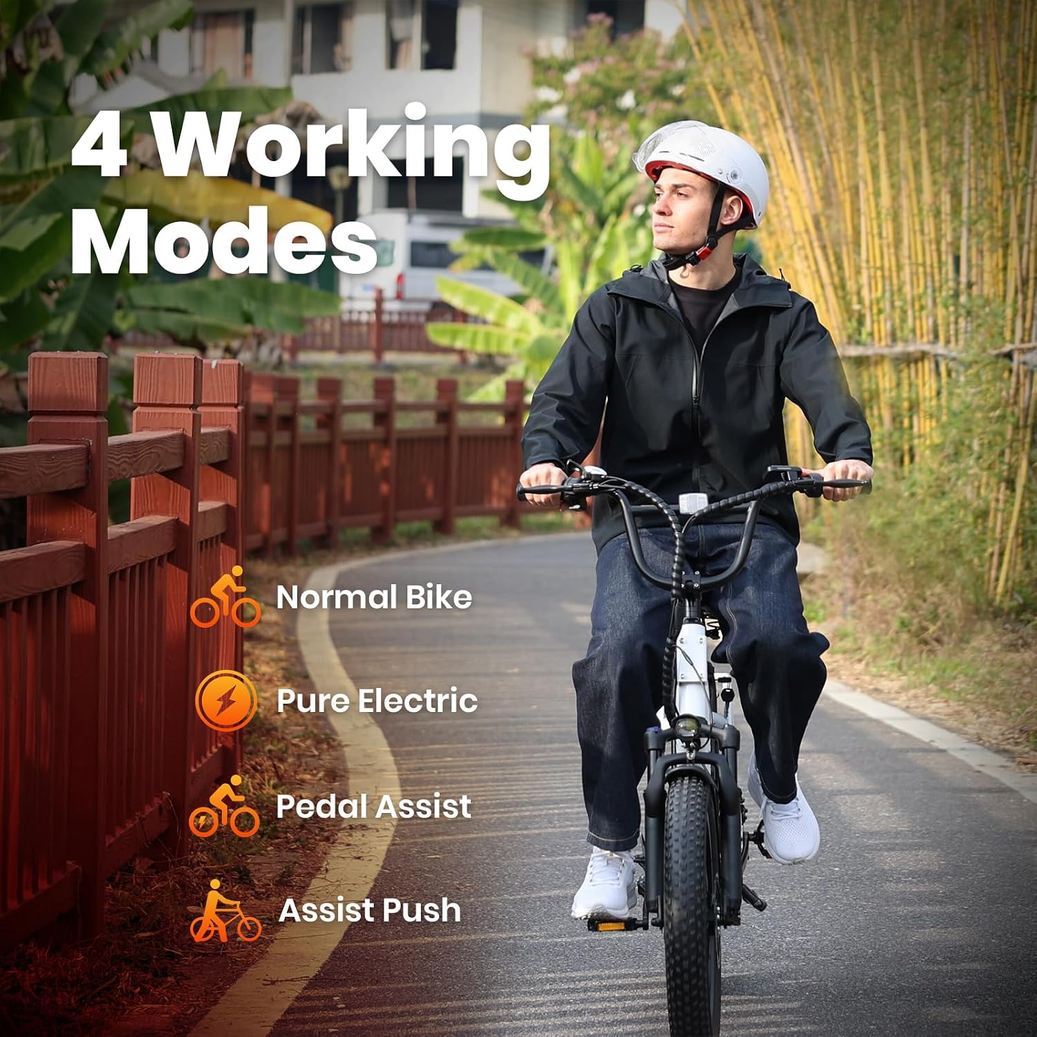 Step-Thru Fat Tire Adult Electric Bike – 1800W Peak, 28 MPH, Up to 90-Mile Range, 20" All-Terrain Wheels & 7-Speed Drivetrain