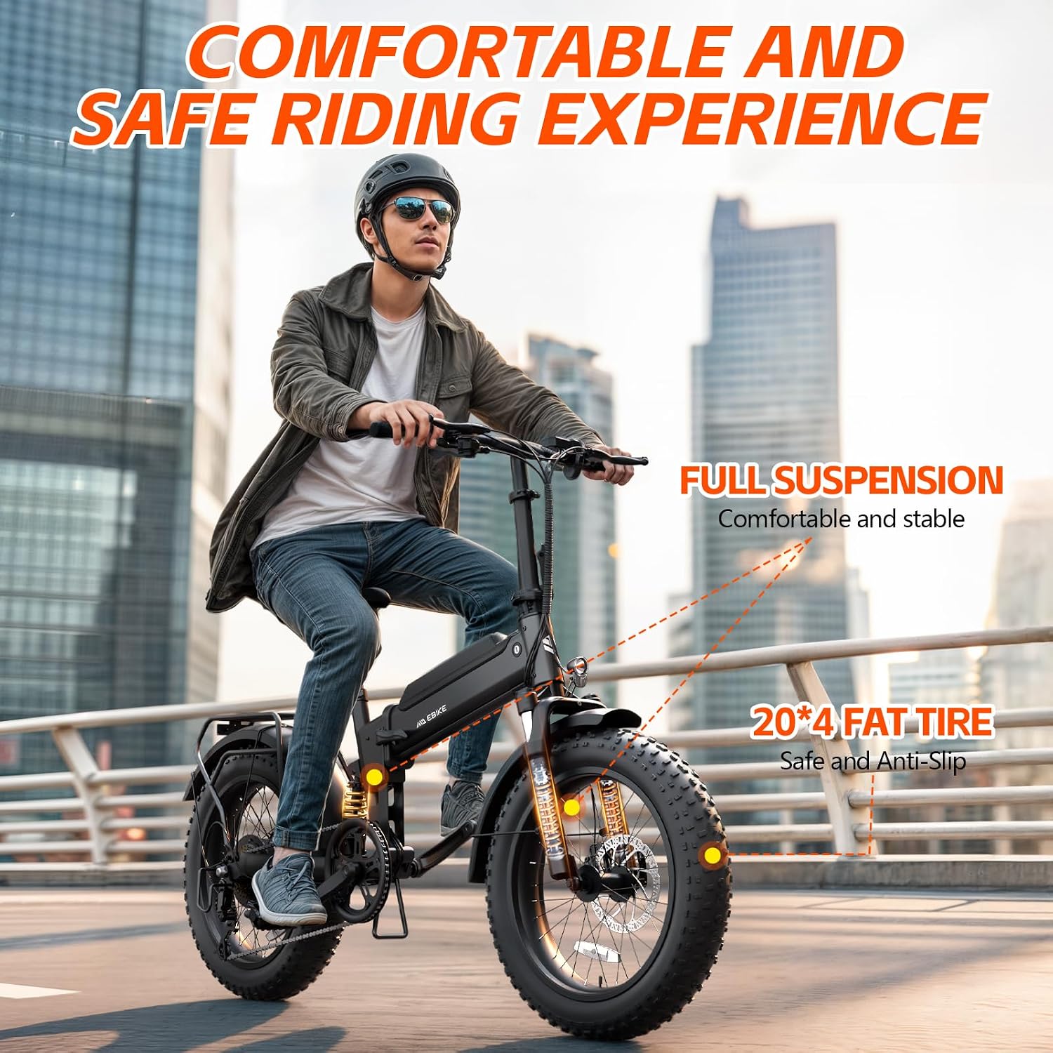 20" Folding Fat Tire Electric Bike for Adults – 1500W Peak Motor, 36V 10.4Ah Removable Battery All-Terrain E-Bike