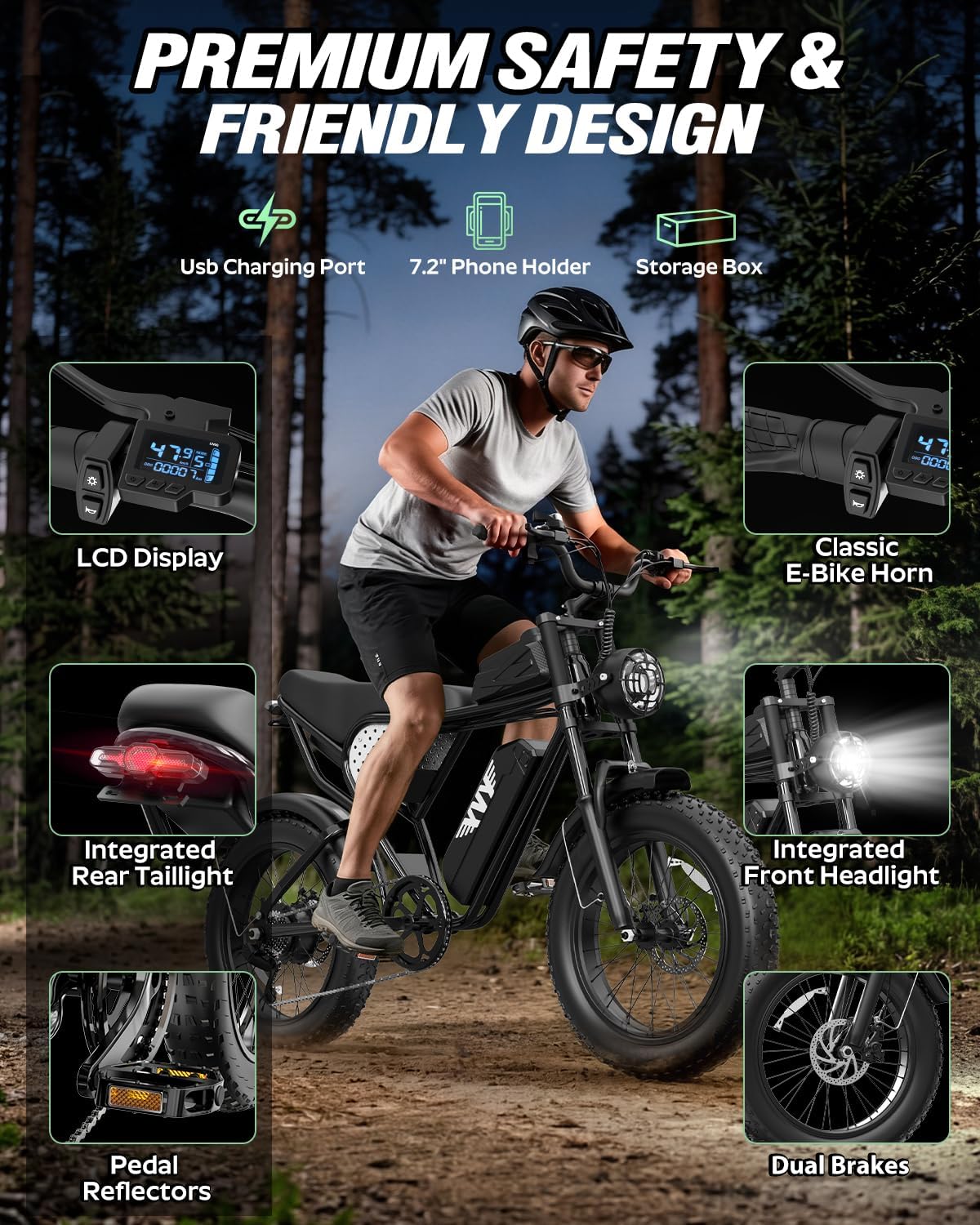 Electric Bike 1500W-3000W Peak Motor, 48V 15.6-40AH