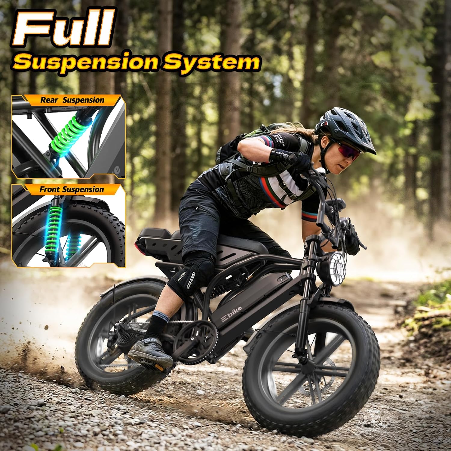 Electric Bike for Adults, 1500W Peak Motor 60 Miles Fat Tire Ebike with 48V 15Ah