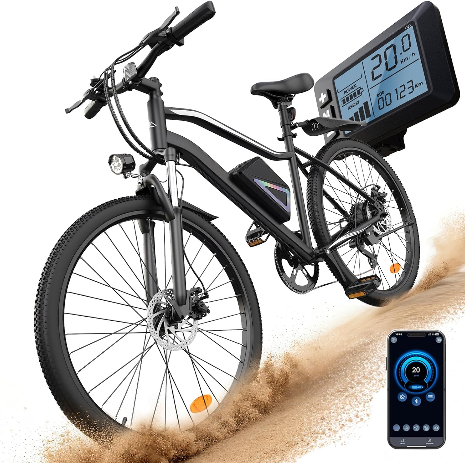26" Lightweight All-Terrain Electric Bike for Adults – High-Peak Performance Motor, Long-Range Commuter & Mountain E-Bike