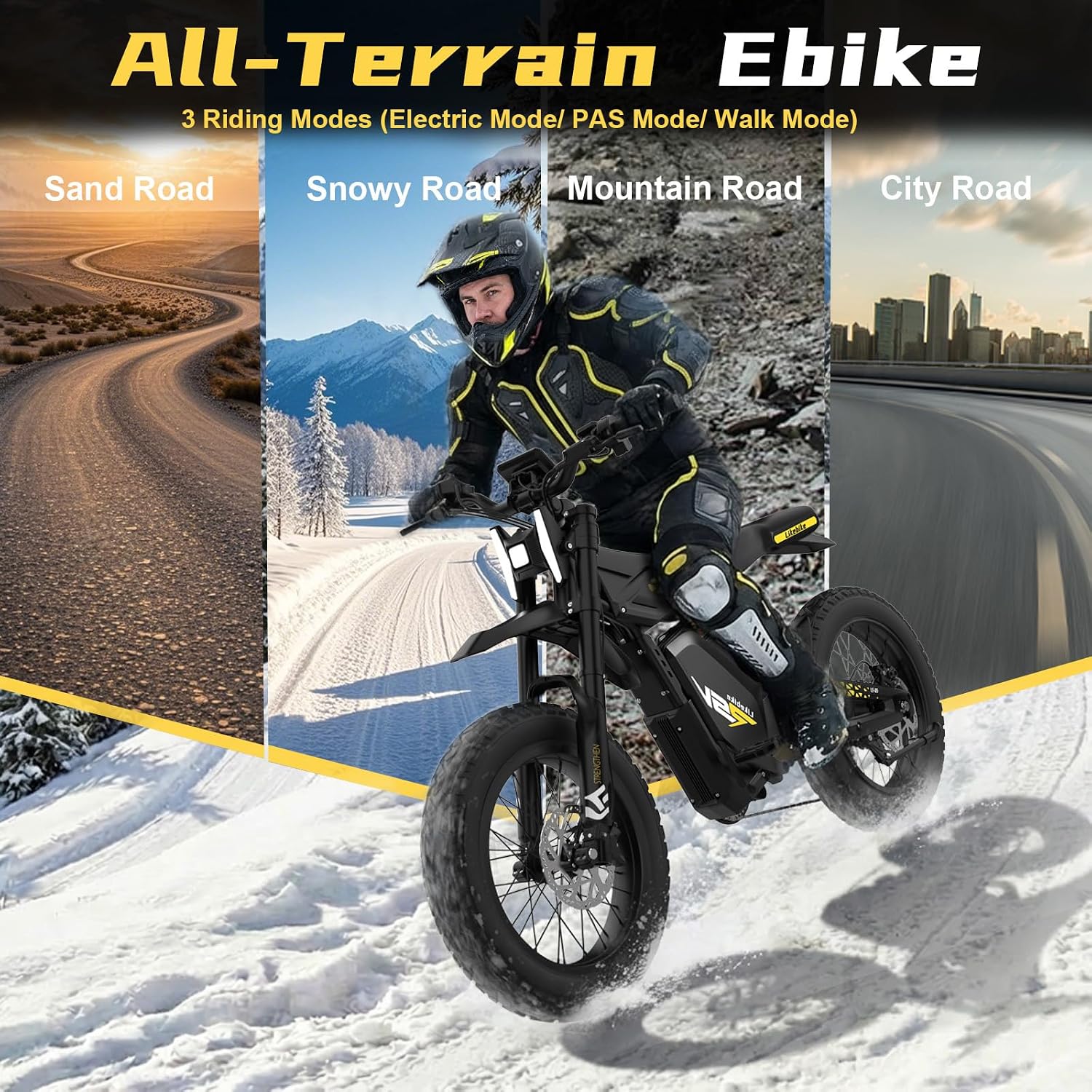 Electric Bike for Adults, 2000W/3000W Electric Dirt Bikes with Pedals, 48V 25AH/ 60V 27AH Long Lasting