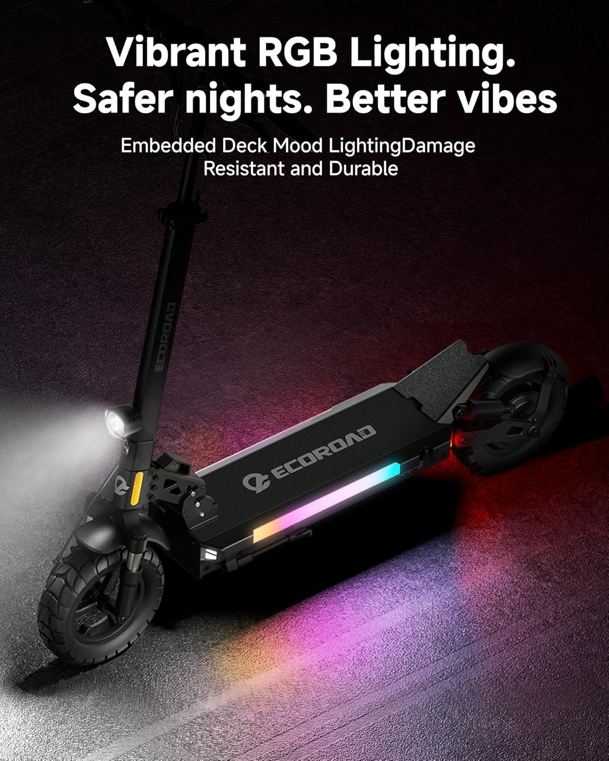 ES6/DUALElectric Scooter for Adults, 1000/2000W Peak Motor Up to 31/34 MPH, 40/50 Miles Long Range, 10" All-Terrain Tubeless Tires, Foldable Heavy Duty 330+ lbs E-Scooter with App & RGB Lights