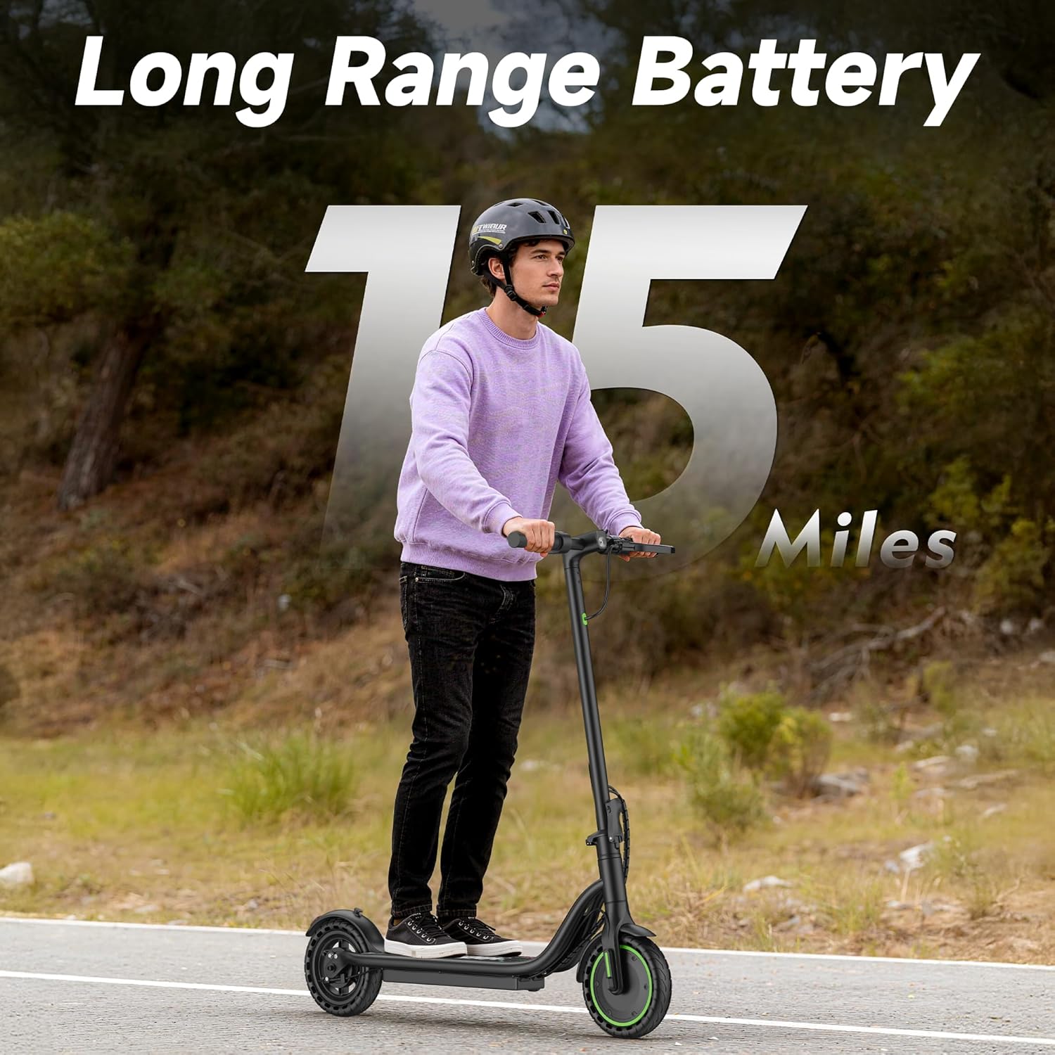 Electric Scooter, 350W/500WMotor, 8.5"/10" Solid Tires, 19/22Mph, 32/28/23/21/18/16Miles Max Range, Dual Braking