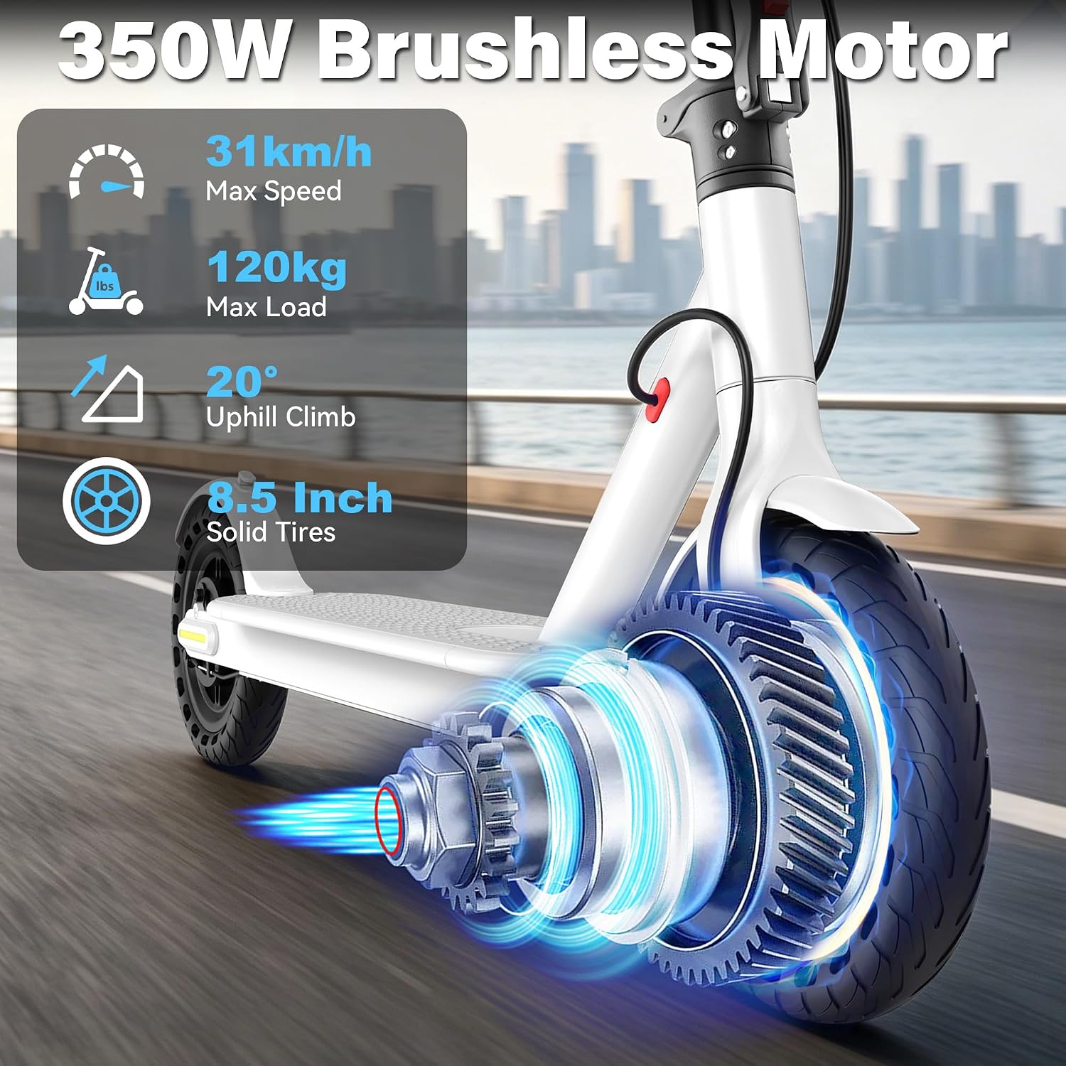 Electric Scooter with Seat for Adults, 19MPH, 700W Peak Motor, 15/22 Miles Long Range