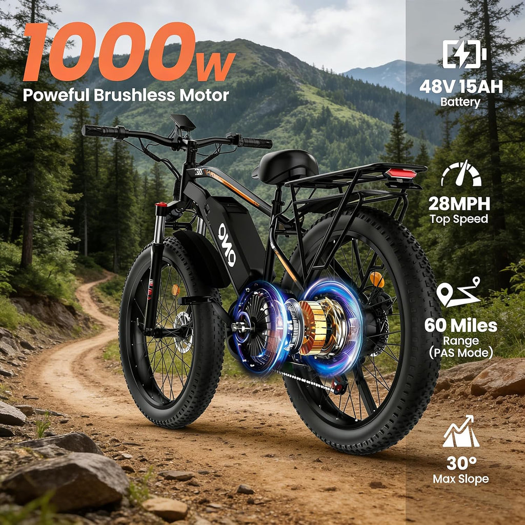 High-Speed Fat Tire Electric Mountain Bike | UL Certified Safety & 7-Speed