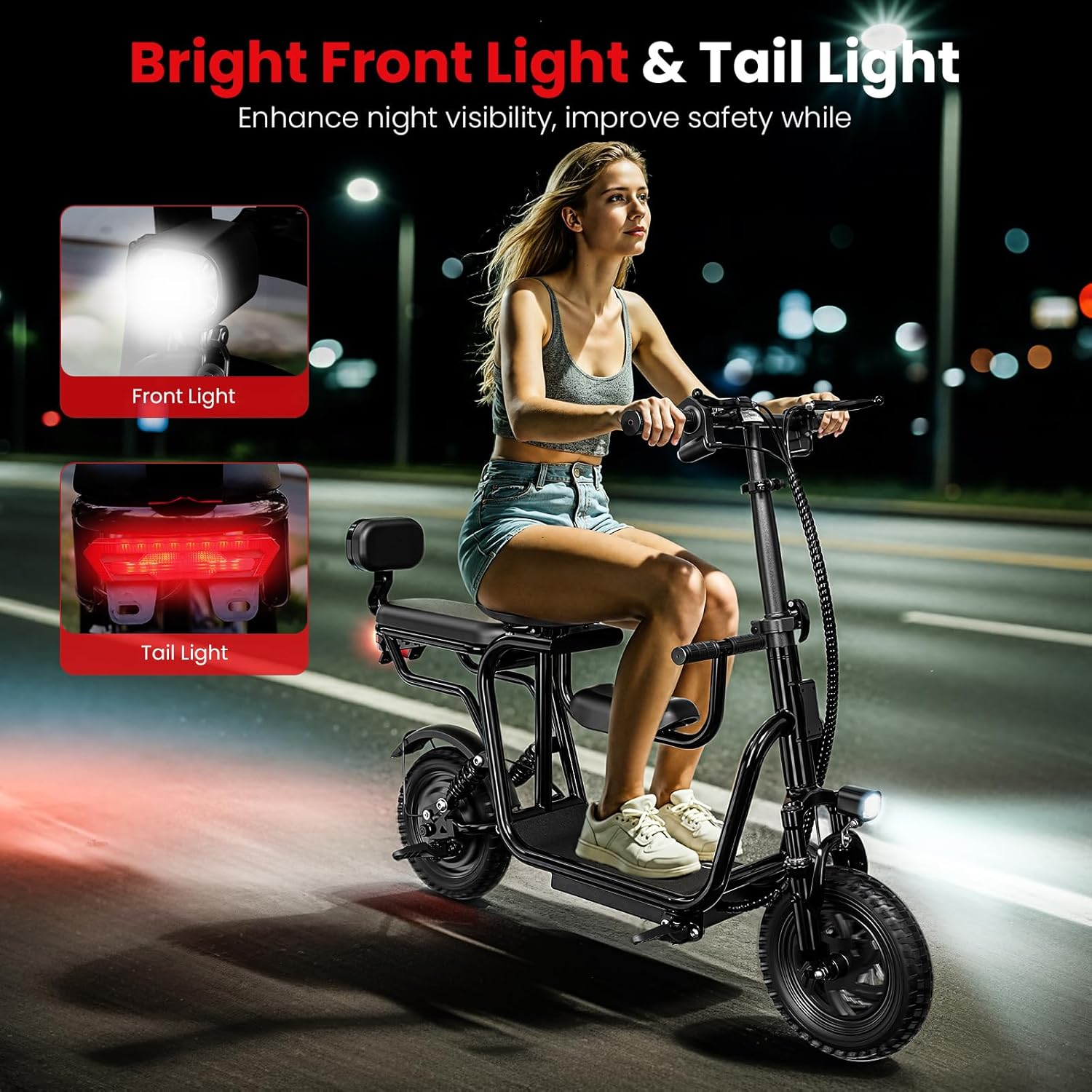 Electric Scooter with Seat for Adult, 36V/48V Electric Scooter for Adults 500W/750W Motor, 20 Mile Range