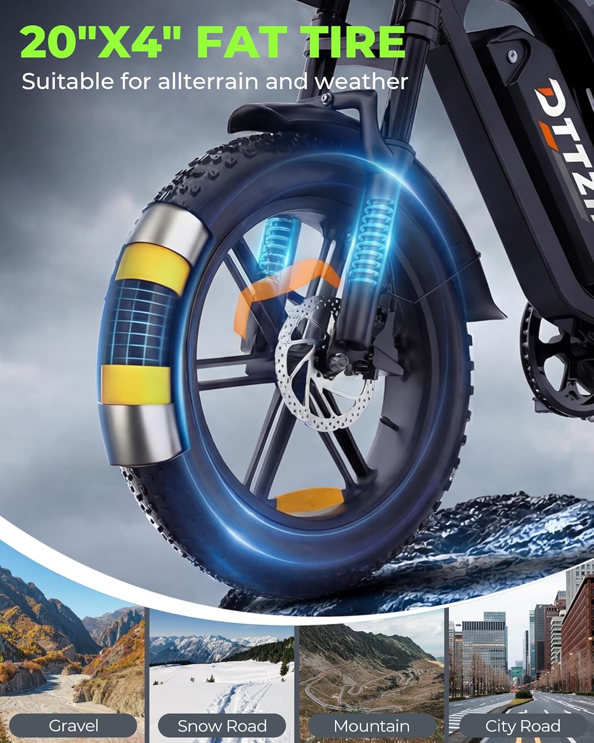 20" Fat Tire Electric Dirt Bike for Adults – 1500W (2000W Peak) Motor, Dual Locking System All-Terrain E-Bike
