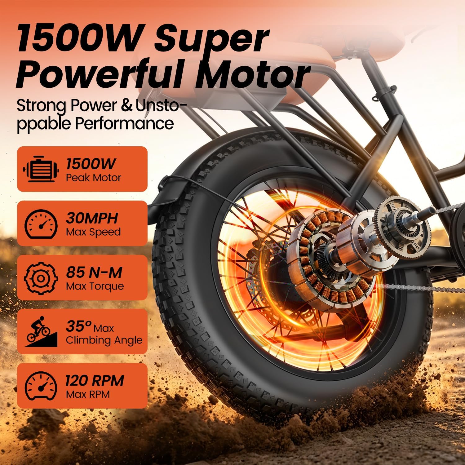 20" All-Terrain Dual Suspension Electric Bike with Rear Passenger Seat