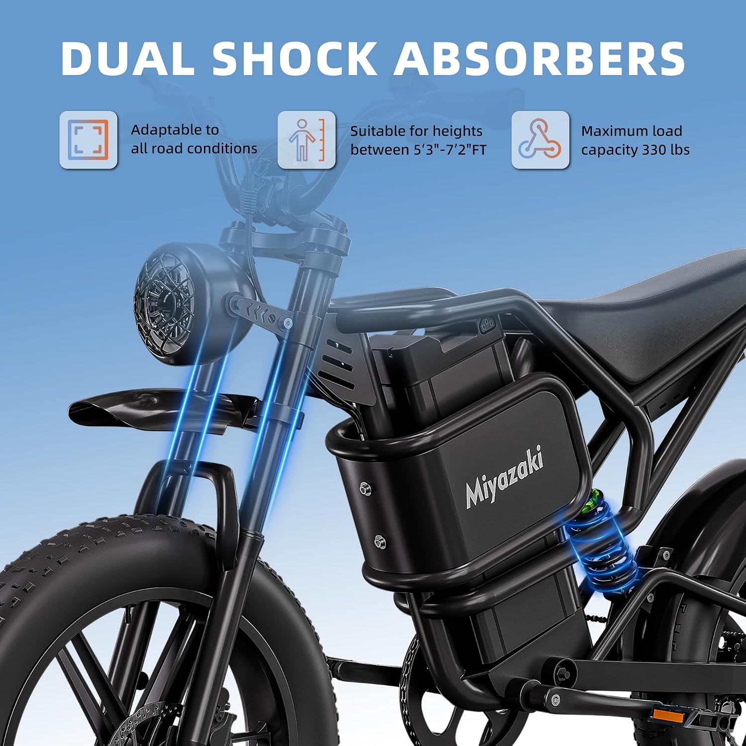 Smart 20" Fat Tire All-Terrain Electric Bike – 1500W Peak Motor, 35MPH Max Speed, 52V 25Ah Removable Battery, NFC/Password Start (UL2849 Certified)