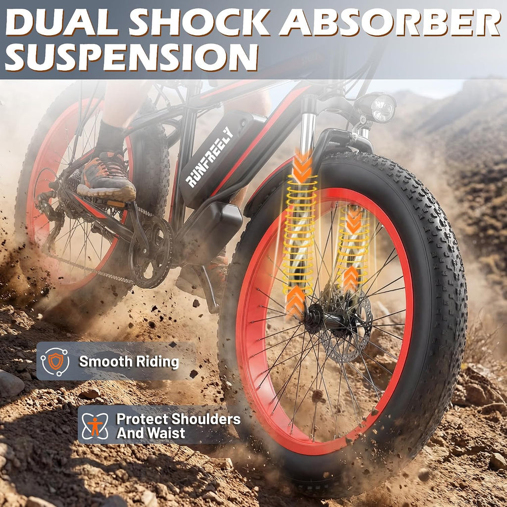 1500W/3000W Peak Dual-Performance 26" Fat Tire Electric Mountain Bike – 48V 13Ah Mountain Bicycle & Commuter E-Bike