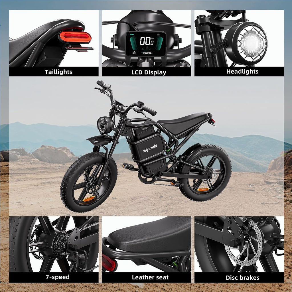 Smart 20" Fat Tire All-Terrain Electric Bike – 1500W Peak Motor, 35MPH Max Speed, 52V 25Ah Removable Battery, NFC/Password Start (UL2849 Certified)