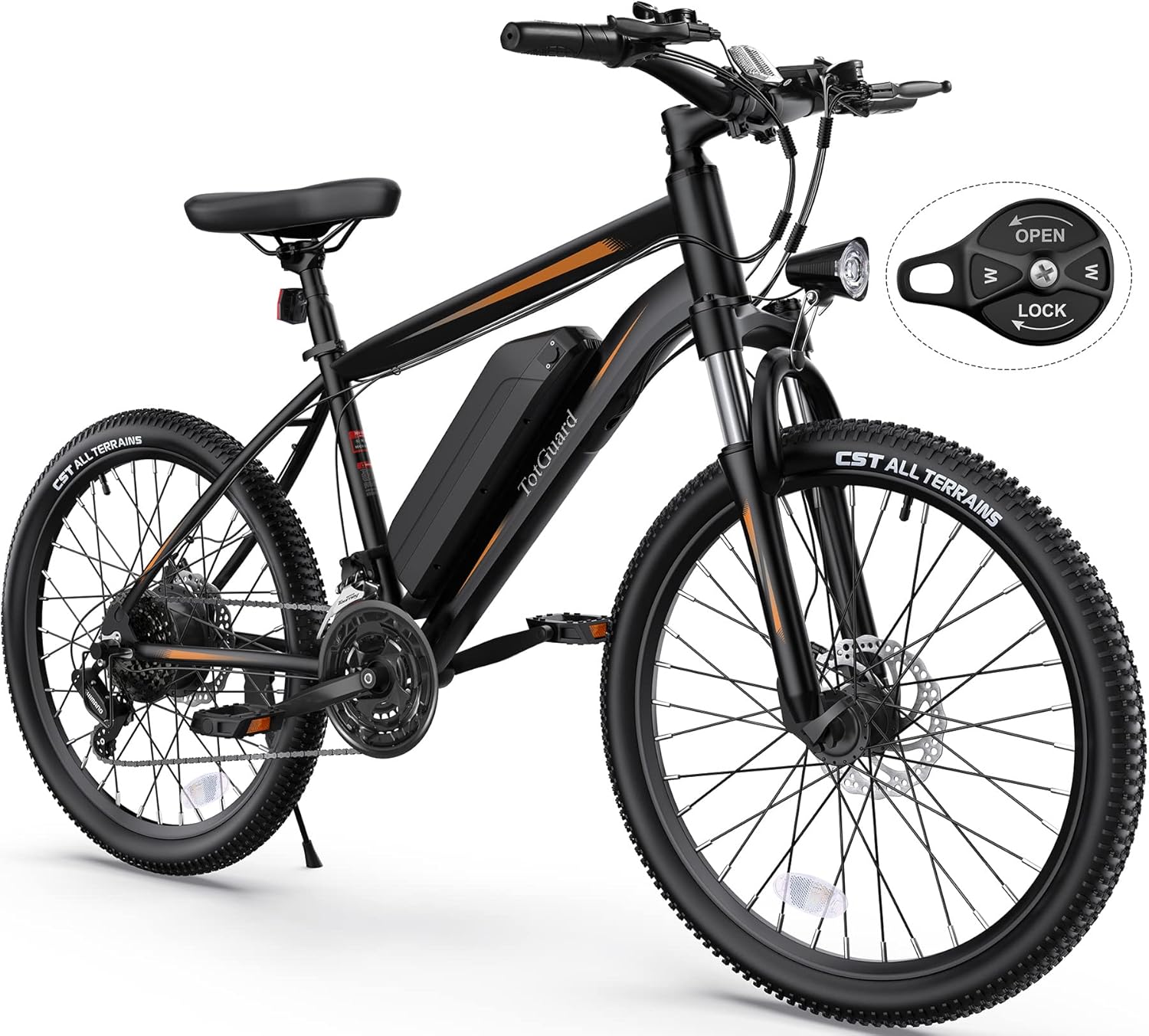 26" Electric Mountain & Commuter Bike – Peak 500W Brushless Motor, 374Wh Removable Battery, 21-Speed Trail E-Bike with Suspension Fork