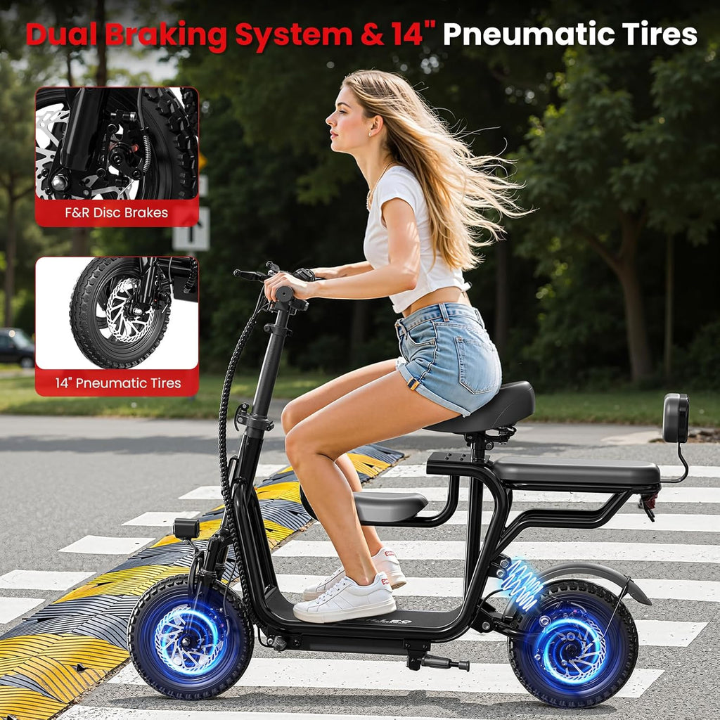 Electric Scooter with Seat for Adult, 36V/48V Electric Scooter for Adults 500W/750W Motor, 20 Mile Range