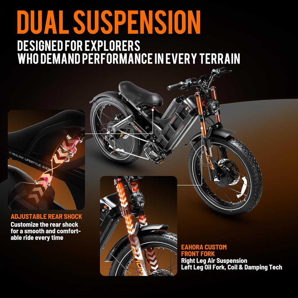 26" Dual-Motor Off-Road Electric Mountain Bike | 6000W Peak 52MPH Ultra Long Range E-Bike