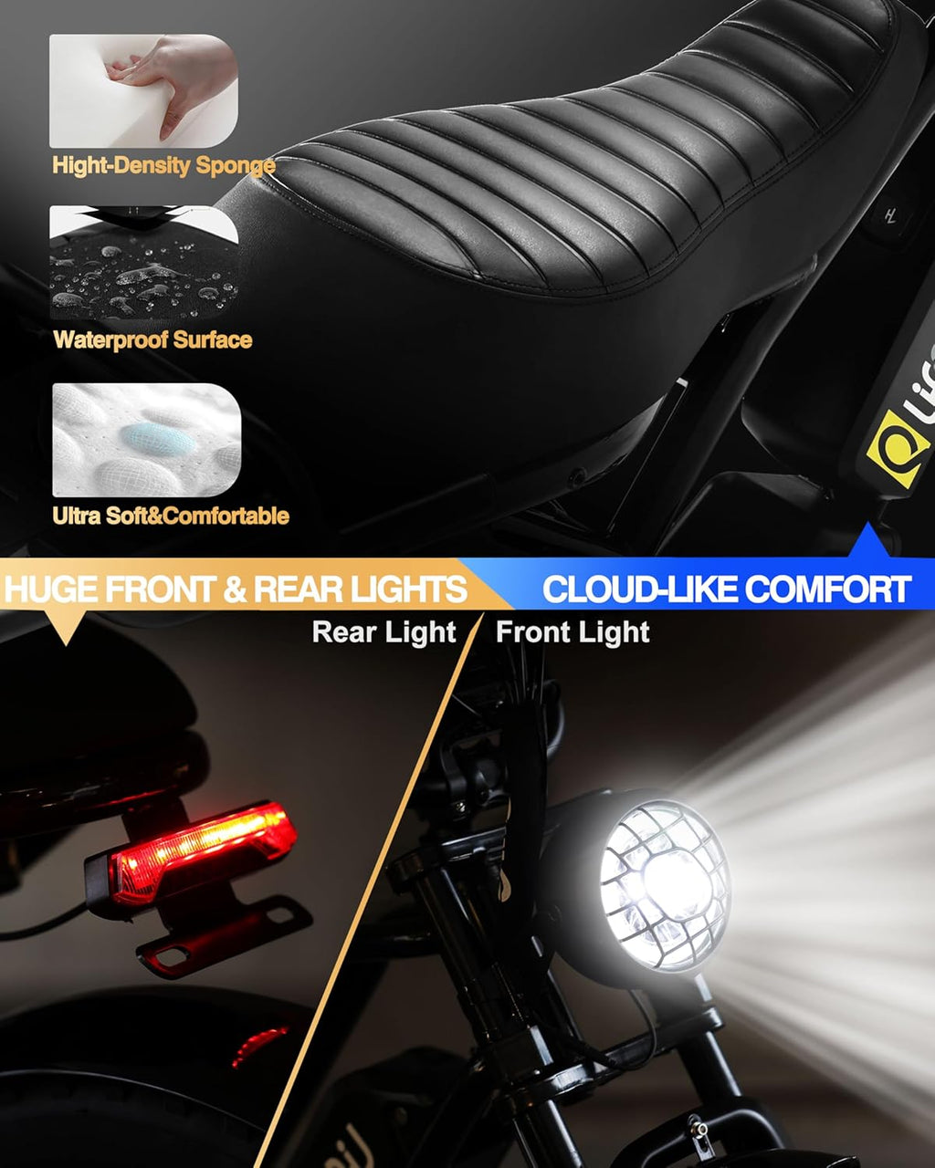 Electric Bike for Adults/Teens Spark-1800W Peak Motor 20" Fat Tires 20+MPH Electric Dirt Bike, 749-1498Wh
