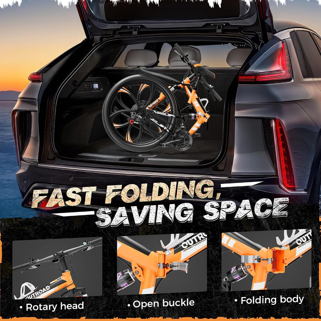 26-Inch Folding Full Suspension Mountain Bike | 21-Speed & Dual Disc Brakes