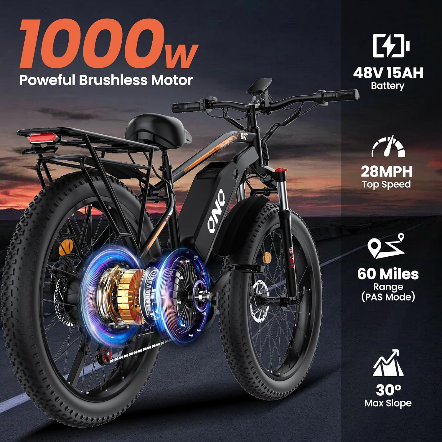 High-Power All-Terrain Fat Tire Electric Mountain Bike