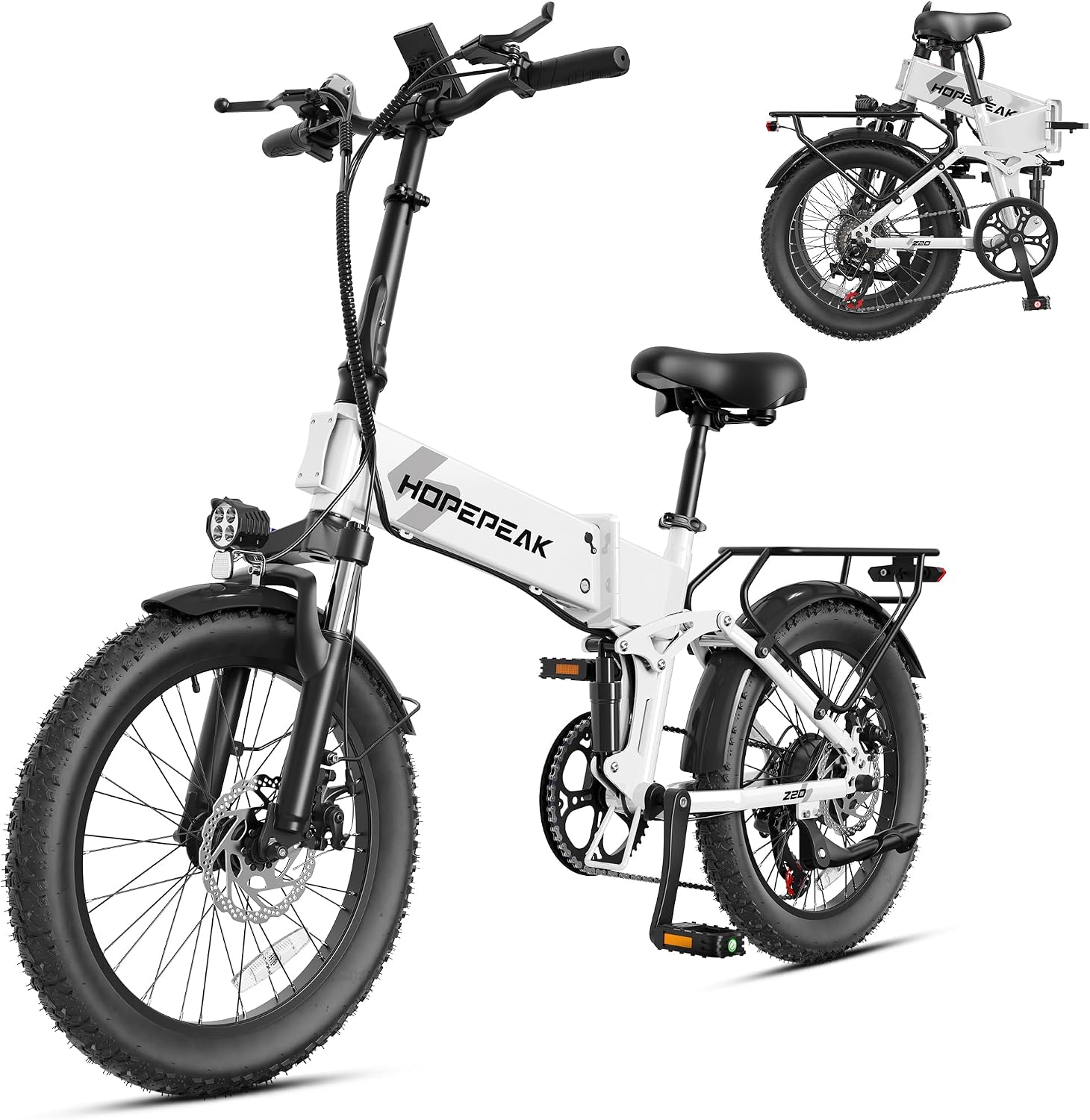 1200W Peak Folding Electric Bike | 20" Fat Tire Full Suspension E-Bike