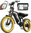 1500W Peak Smart Electric Bike with CarPlay & Android Auto | 20" Fat Tire 48V 15Ah Dual Suspension E-Bike (UL 2849 Certified)