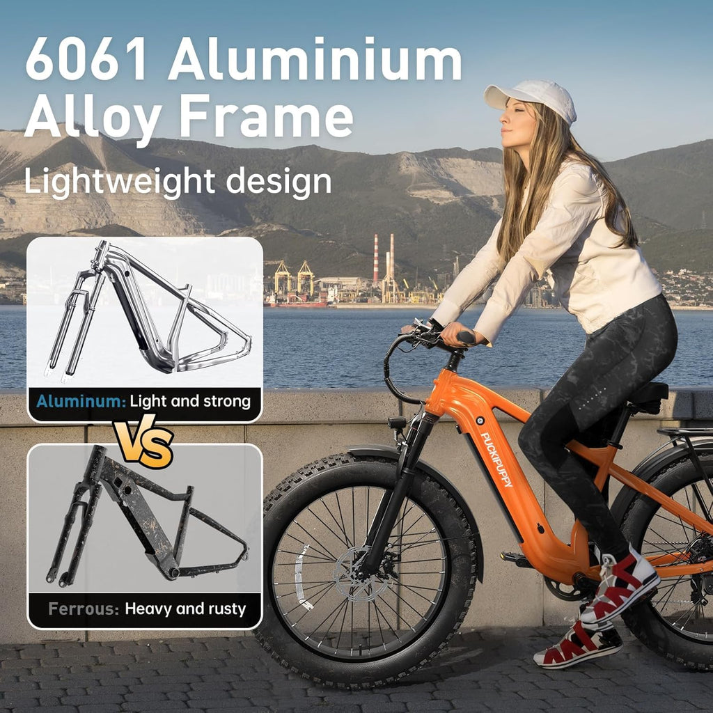 26" All-Terrain Fat Tire Electric Mountain Bike – 960W Peak, 48V 15Ah Removable Battery (28MPH with Rear Cargo Rack)